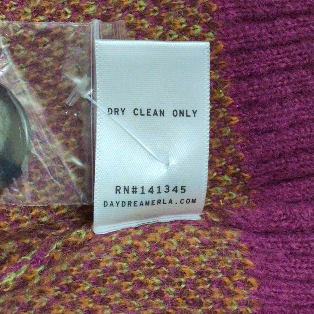 NWT Daydreamer Fuchsia Sunset Argyle Button V Neck Long Sleeve Cardigan M New - Picture 8 of 11